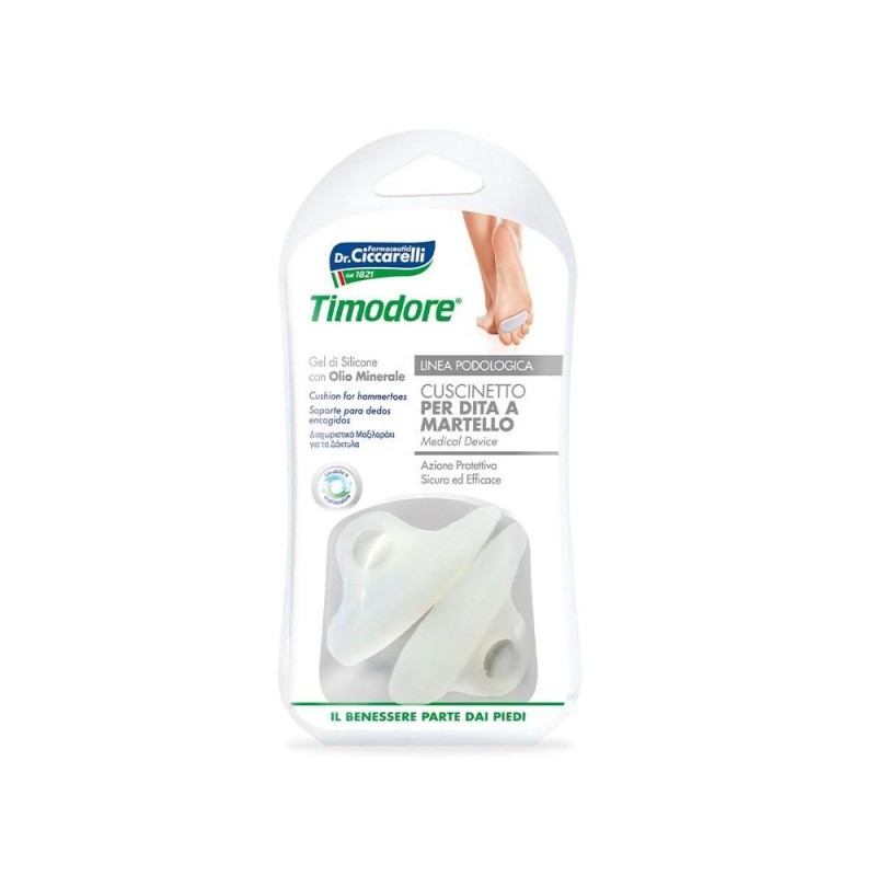 Timodore
Cuscinetto per dita a martello
azione protettiva, sicura ed efficace
gel di silicone con olio minerale