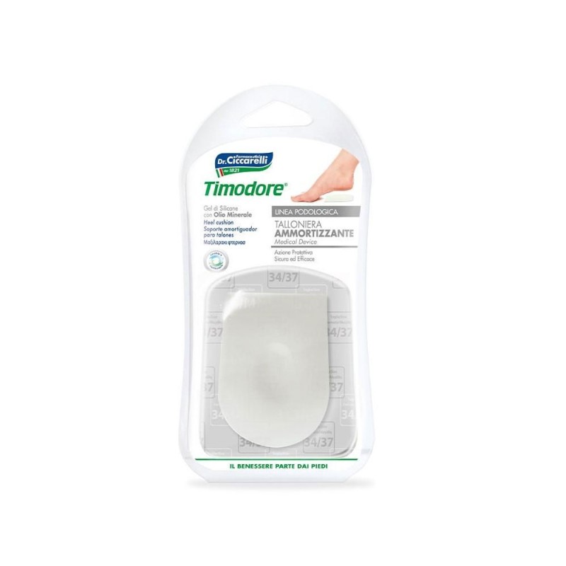 Timodore
Talloniera ammortizzante
azione protettiva, sicura ed efficace
gel di silicone con olio minerale