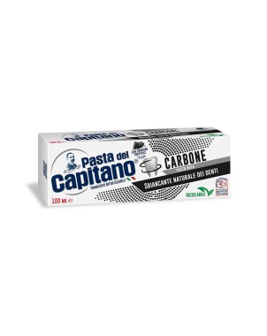 Pasta del capitano
carbone pasta nera
dentifricio
sbiancante naturale dei denti
con carbone vegetale attivo