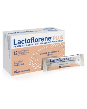Lactoflorene Plus 12 sobres de fermentos lácticos vivos con acción probiótica y vitaminas del grupo B y zinc