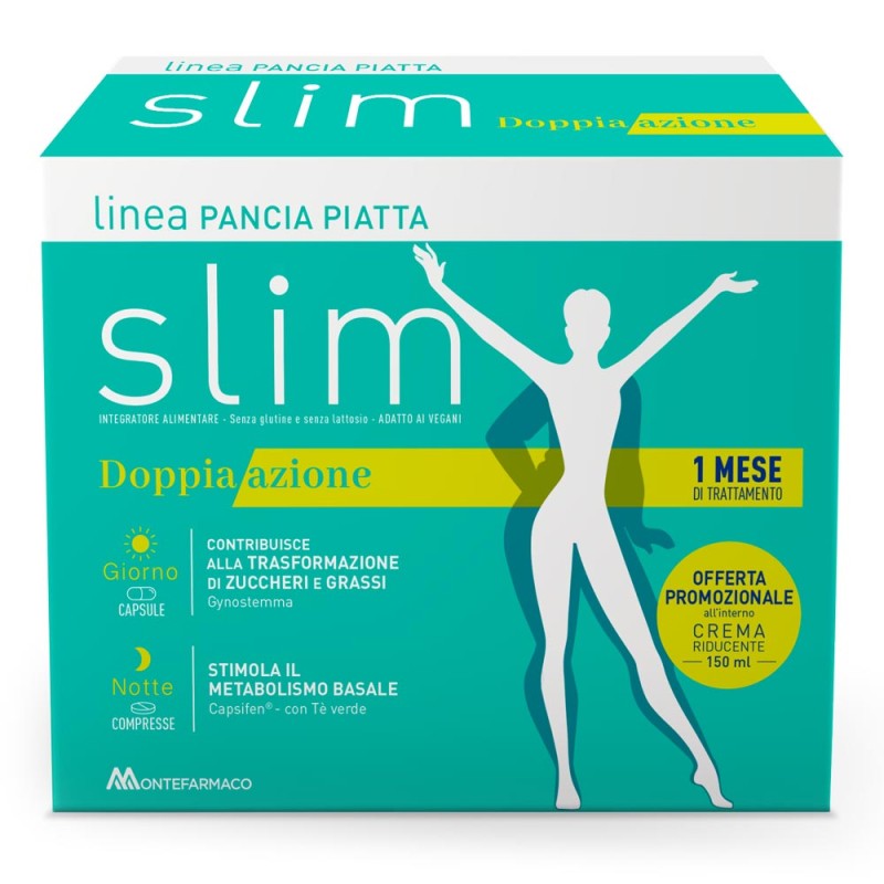 Pancia Piatta
slim
Doppia azione
contribuisce alla trasformazione di zuccheri e grassi
stimola il metabolismo basale
