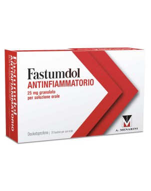 Fastumdol
Antinfiammatorio
25 mg granulato
per soluzione orale
scatola da 20 bustine