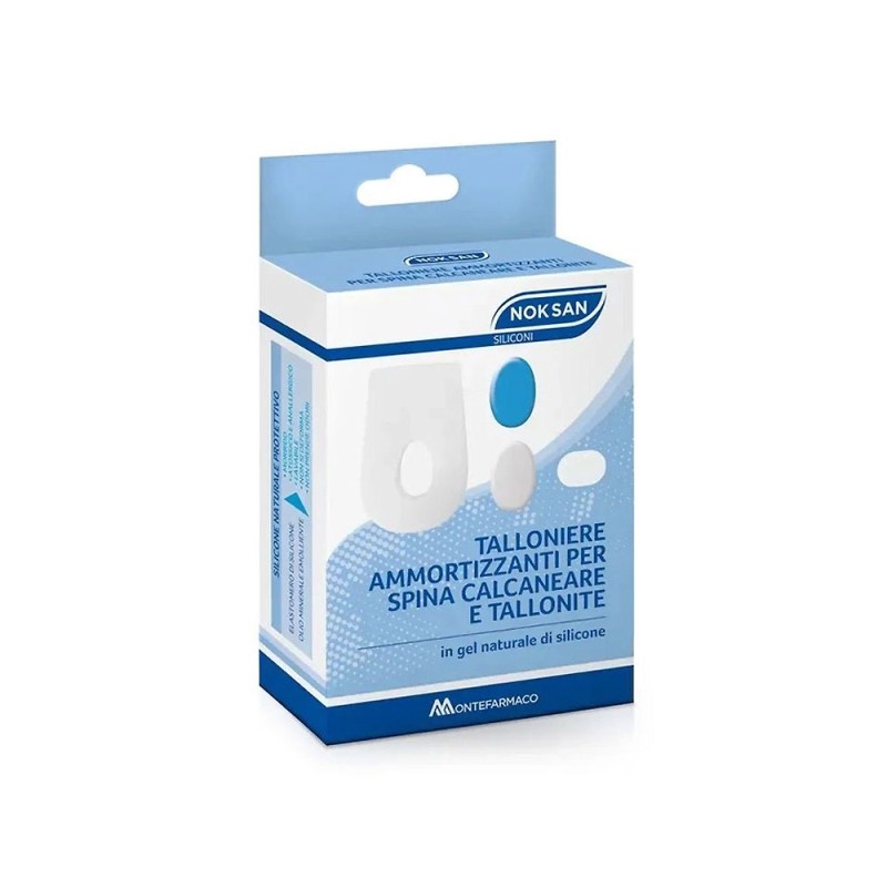 NOK SAN
talloniere ammortizzanti
per spina calcaneare e tallonite
in gel naturale di silicone