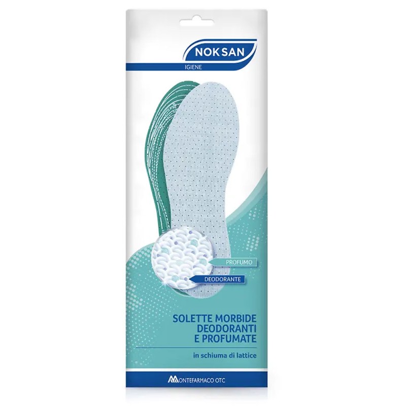 NOK SAN
solette morbide deodoranti e profumate
in schiuma in lattice
confezione da 2 pezzi (sinistro e destro)