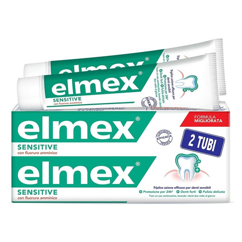 Elmex Sensitive Dentifricio efficace per denti sensibili. Protezione per 24h, denti forti, pulizia delicata.