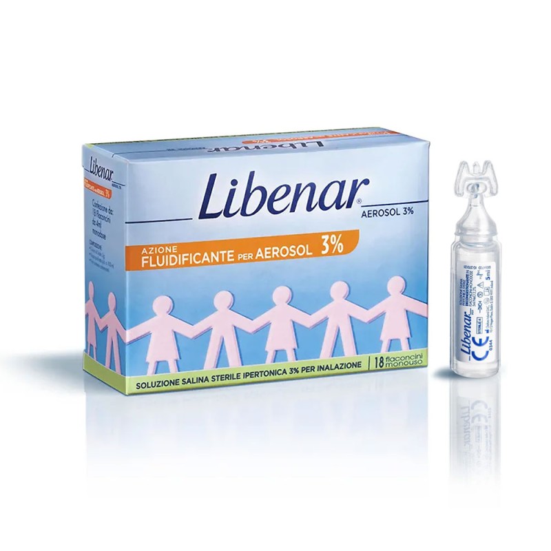 Libenar
aerosol 3%
azione fluidificante per aerosol
soluzione salina sterile ipertonica 3% per inalazione
