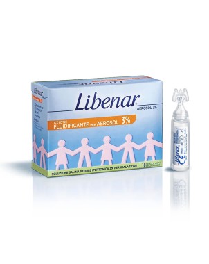 Libenar
aerosol 3%
azione fluidificante per aerosol
soluzione salina sterile ipertonica 3% per inalazione