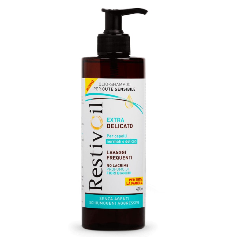Restivoil
olio-shampoo per cute sensibile
extra delicato
per capelli normali e delicati
per tutta la famiglia