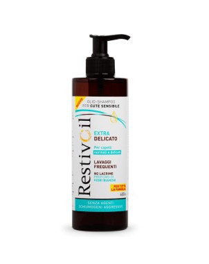 Restivoil
olio-shampoo per cute sensibile
extra delicato
per capelli normali e delicati
per tutta la famiglia