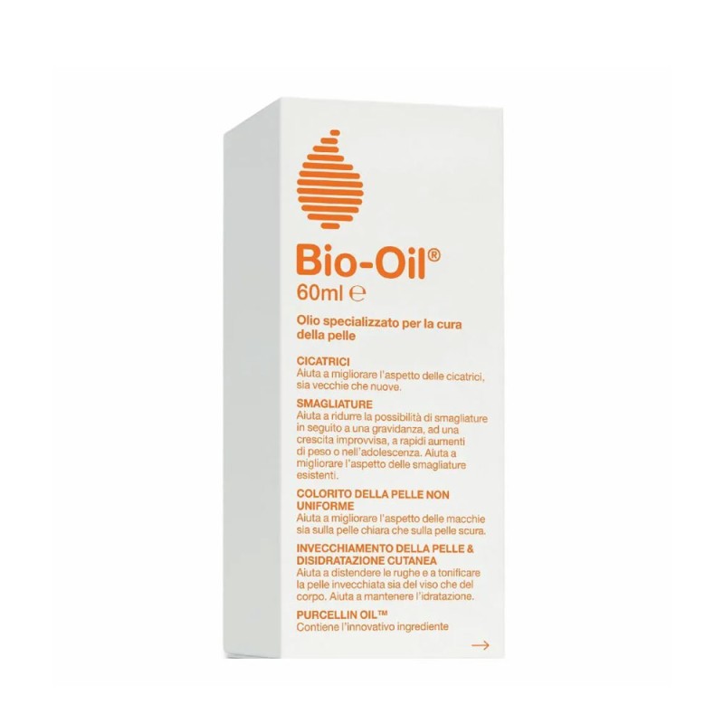 Bio-Oil
olio per la cura della pelle
prodotto specifico per cicatrici e smagliature
flacone da 60 ml