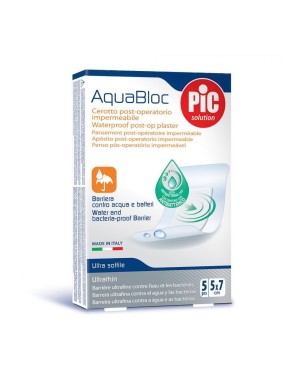 PiC solution
AquaBloc
Cerotto post operatorio impermeabile
barriera contro acqua e batteri