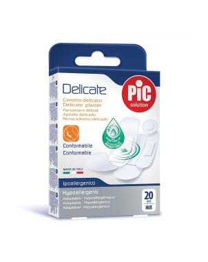 Pic solution
Delicate
cerotto delicato
conformabile
ipoallergenico
confezione mix da 20 pezzi