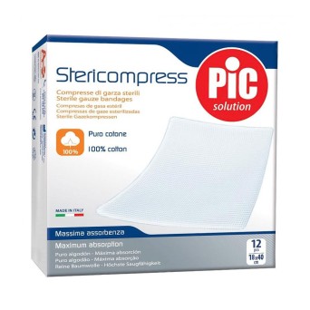 PiC solution
Stericompress
compresse di garza sterili
100% puro cotone
massima assorbenza