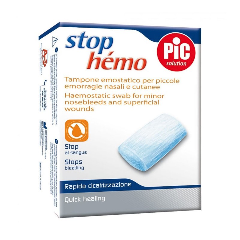 PiC solution
Stop hémo
tampone emostatico per piccole emorragie nasali e cutanee
stop al sangue