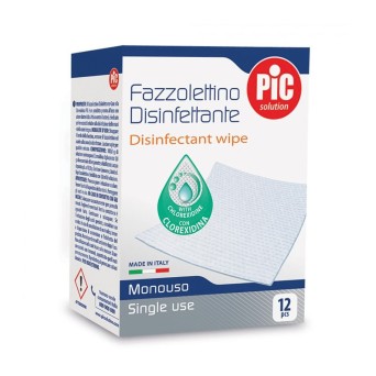 PiC solution
fazzolettino disinfettante
con clorexidina
monouso
confezione da 12 pezzi