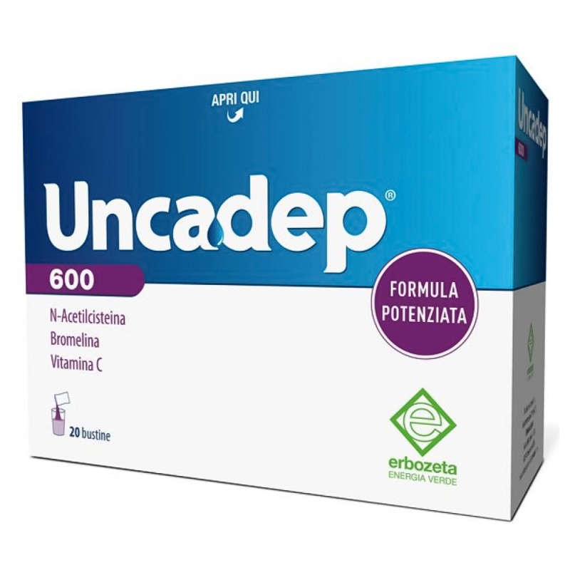 Uncadep 600 20 bustine Integratore alimentare con proprietà mucolitiche e antinfiammatorie