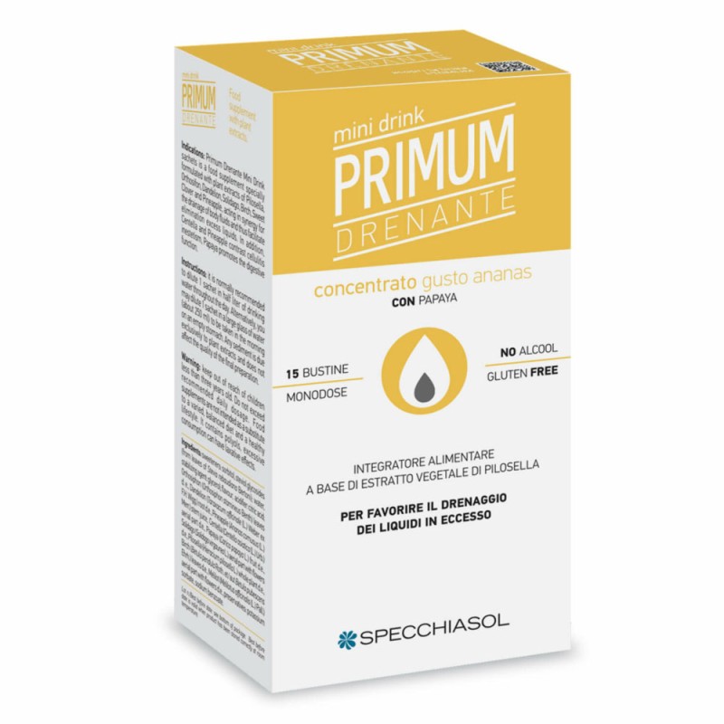 Primum
Drenante
mini drink
concentrato gusto Ananas con papaya per favorire il drenaggio dei liquidi in eccesso