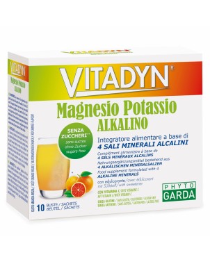 Vitadyn
Magnesio e Potassio Alkalino
Integratore alimentare a base di 4 sali minerali alcalini