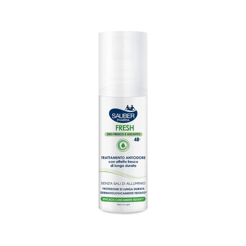 Sauber Pharma
FRESH Deo fresco e asciutto
deodorante 48h vapo no gas
Trattamento antiodore con effetto fresco di lunga durata