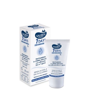 Sauber Pharma
7DAYS Deo Lunga durata
crema deodorante
Trattamento in crema delicato con efficacia fino a 7 giorni