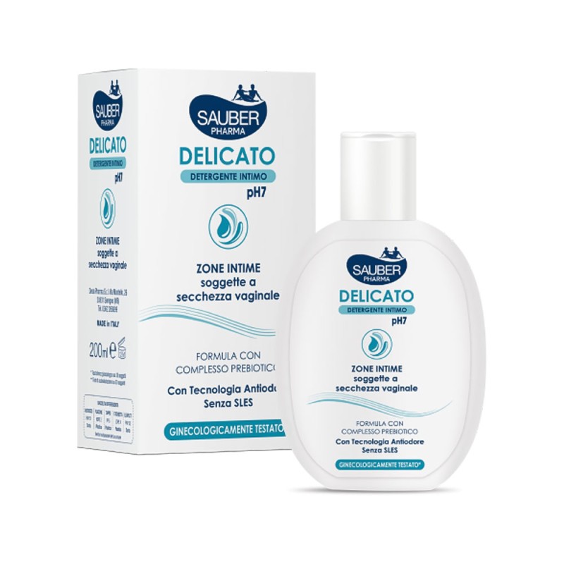 Sauber Pharma
Delicato
Detergente Intimo pH7
Zone intime soggette a secchezza vaginale