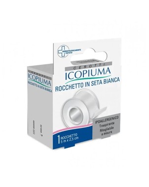 Icopiuma
rocchetto in seta bianca
Ipoallergenico | traspirante | ritagliabile a misura
formato 5 m x 2,5 cm