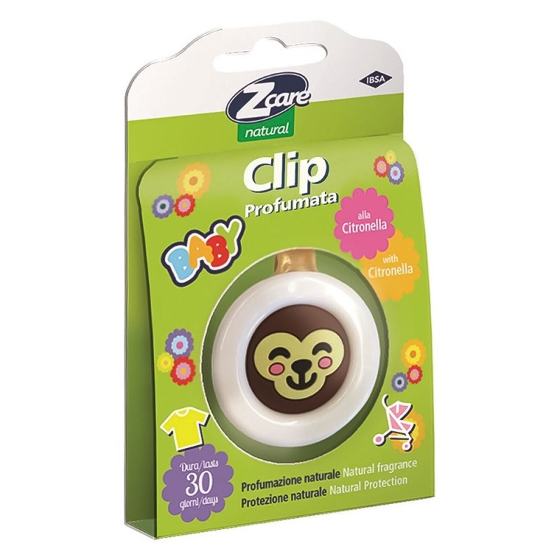 Zcare
Natural Baby
Clip profumata alla citronella
profumazione sgradita agli insetti
dura 30 giorni