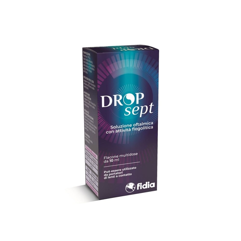 Drop sept
soluzione oftalmica con attività flogolitica
può essere utilizzato da portatori di lenti a contatto