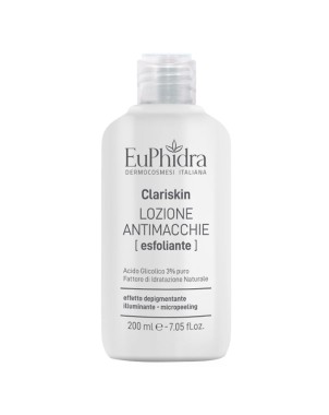 EuPhidra
Clariskin
Lozione Antimacchie
con acido glicolico 3% puro | fattore di idratazione naturale