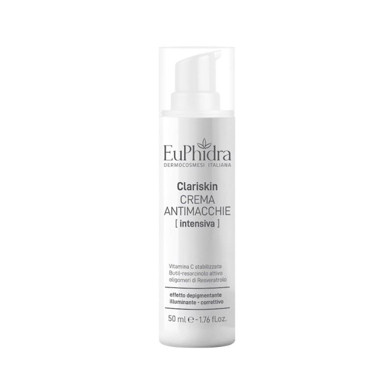 EuPhidra
Clariskin
Crema Antimacchie Intensiva
vitamina C stabilizzata Butil-resorcinolo attivo oligomeri di resveratrolo