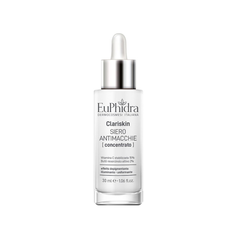 EuPhidra
Clariskin
Siero Antimacchie concentrato
vitamina C stabilizzata 15% Butil-resorcinolo attivo 2%