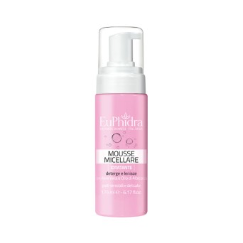 EuPhidra
Mousse Micellare idratante
Deterge e lenisce
per pelli sensibili e delicate
con aloe vera e olio di albicocca