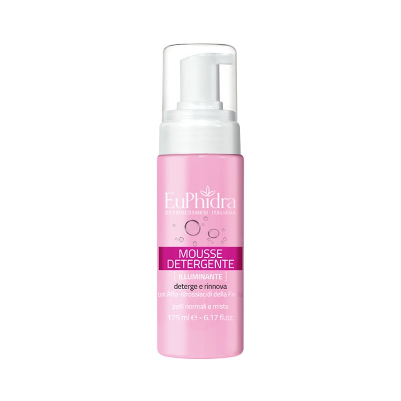 EuPhidra
Mousse Detergente Illuminante
Deterge e rinnova
pelli normali e miste
con alfa-idrossiacidi della frutta