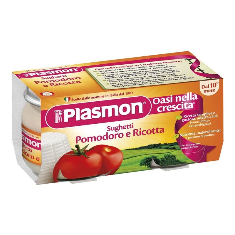 Plasmon
Sughetto
Pomodoro e Ricotta
10 mesi+
Confezione 2 vasetti da 80 g