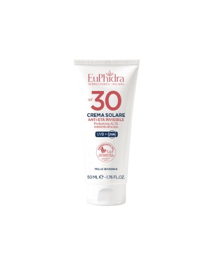 EuPhidra
Crema Solare
Anti-età invisibile
SPF 30 protezione alta | UVB + UVA
pelle sensibile | resistente all'acqua