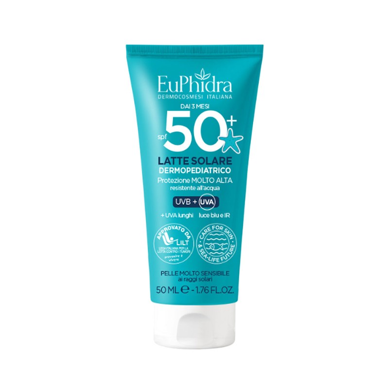 EuPhidra
Latte Solare
Dermopediatrico
SPF 50+ (protezione molto alta) UVB + UVA
