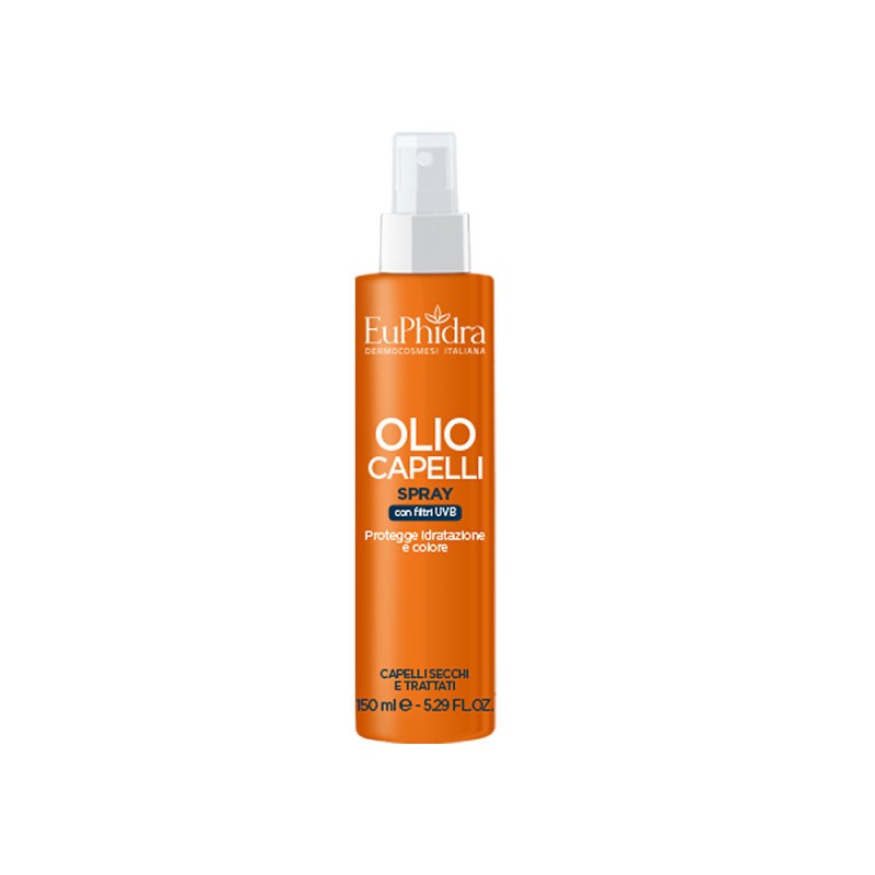 EuPhidra
Olio Capelli Spray
con filtri UVB
protegge idratazione e colore
capelli secchi e trattati
flacone spray da 150 ml