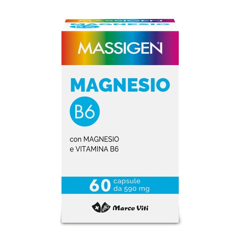 Massigen
Magnesio B6
con magnesio e vitamina B6
pilloliera da 60 capsule