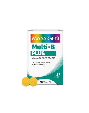 Massigen
Multi-B Plus
vitamine B2, B3, B5, B6 e B12
per ridurre stanchezza e affaticamento
scatola da 45 compresse