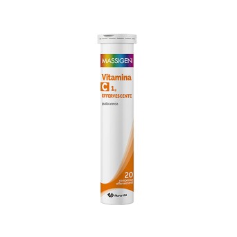 Massigen
Vitamina C 1g effervescente
gusto arancia
senza glutine | senza lattosio
confezione da 20 compresse effervescenti