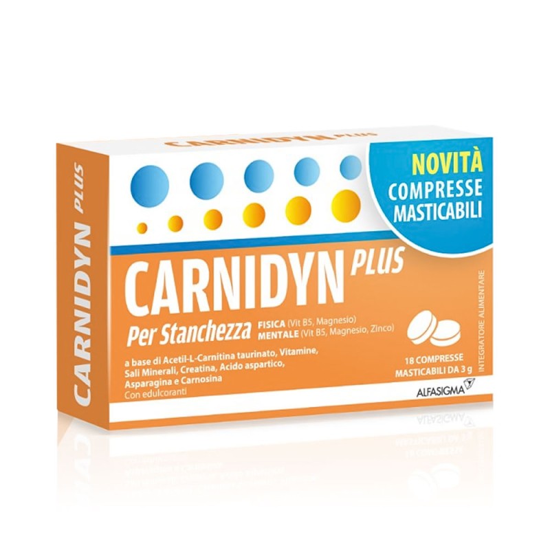 Carnidyn Plus Per Stanchezza 18 compresse aiuta a contrastare la sensazione di stanchezza fisica e mentale