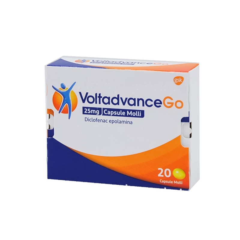 VoltadvanceGO 20 capsule molli farmaco per il trattamento sintomatico a breve termine di dolore da lieve a moderato