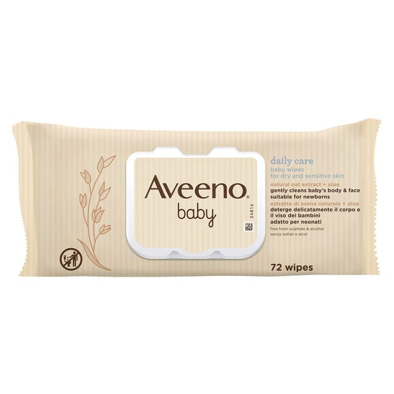 Aveeno Baby daily care Salviettine deterge delicatamente il corpo e il viso dei bambini, adatto per neonati