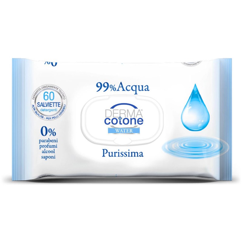 DERMA cotone Water
salviette
99% acqua purissima
0% parabeni, profumi, alcool, saponi