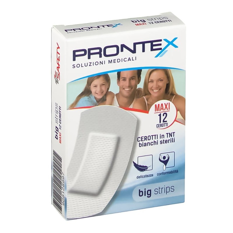 Prontex
big strips
cerotti in TNT bianchi sterili
scatola da 12 pezzi