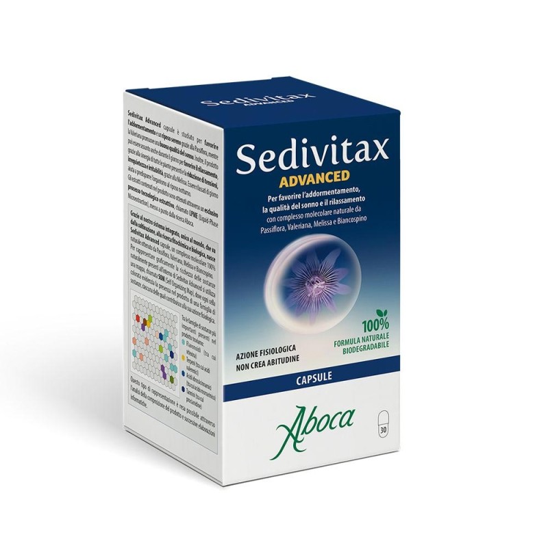 Sedivitax
Advanced
Per favorire l'addormentamento, la qualità del sonno ed il rilassamento