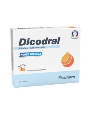 Dicodral
soluzione reidratante orale
con zucchero ed edulcorante, senza glutine
gusto arancia