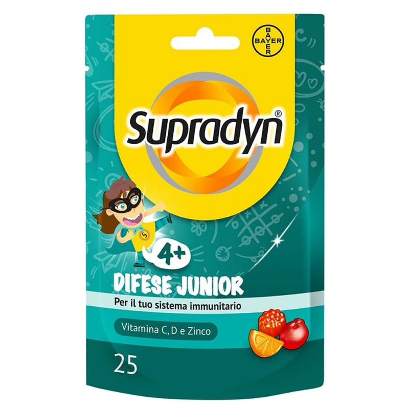 Supradyn
Difese Junior
Per il tuo sistema immunitario
Integratore alimentare di Vitamina C, Vitamina D e Zinco