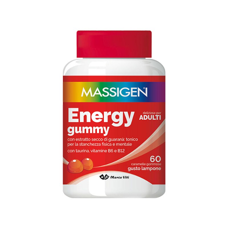 Massigen
Energy Gummy
con estratto secco di guaranà: tonico per la stanchezza fisica e mentale, con taurina, vitamine B6 e B12
