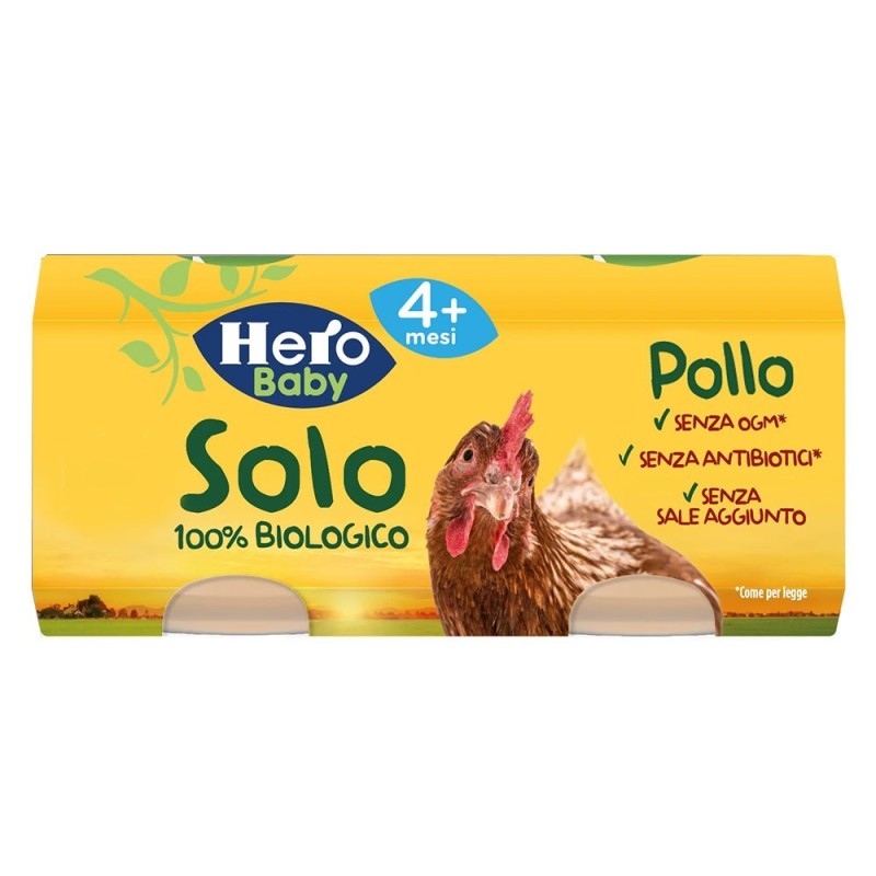 Hero baby
solo
omogeneizzato
pollo
100% biologico
4 mesi+